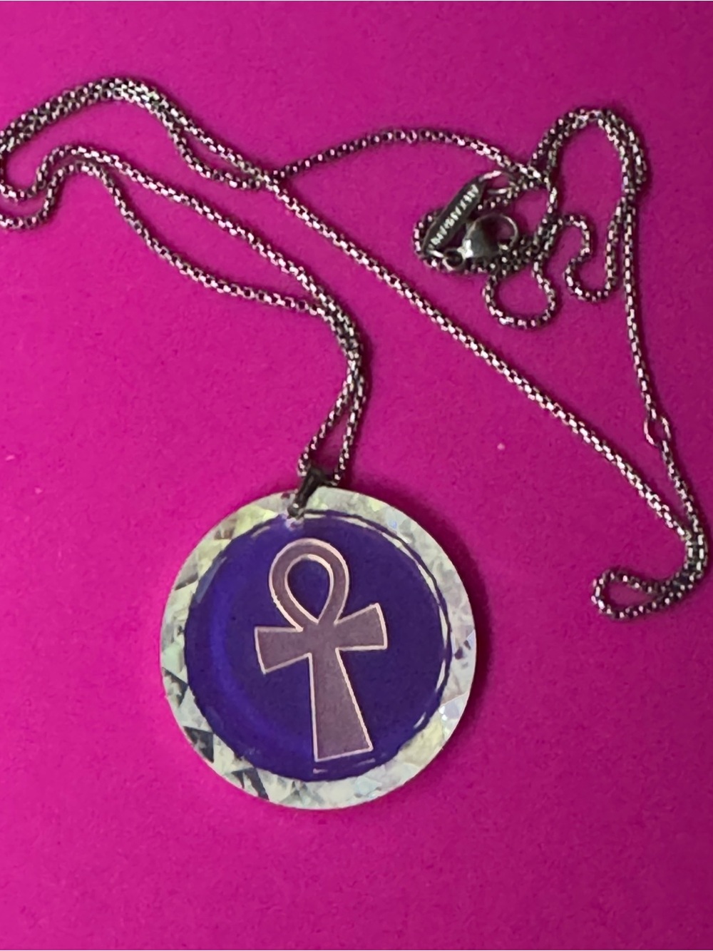 Alex and Ani Gold Ankh Pendant with Blue Crystal